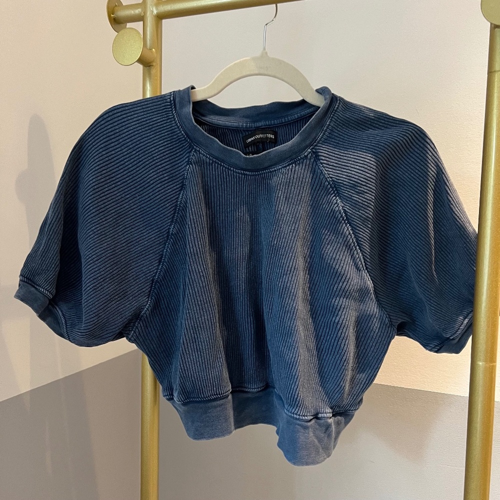 Urban Outfitters Blue Ribbed Crop Top